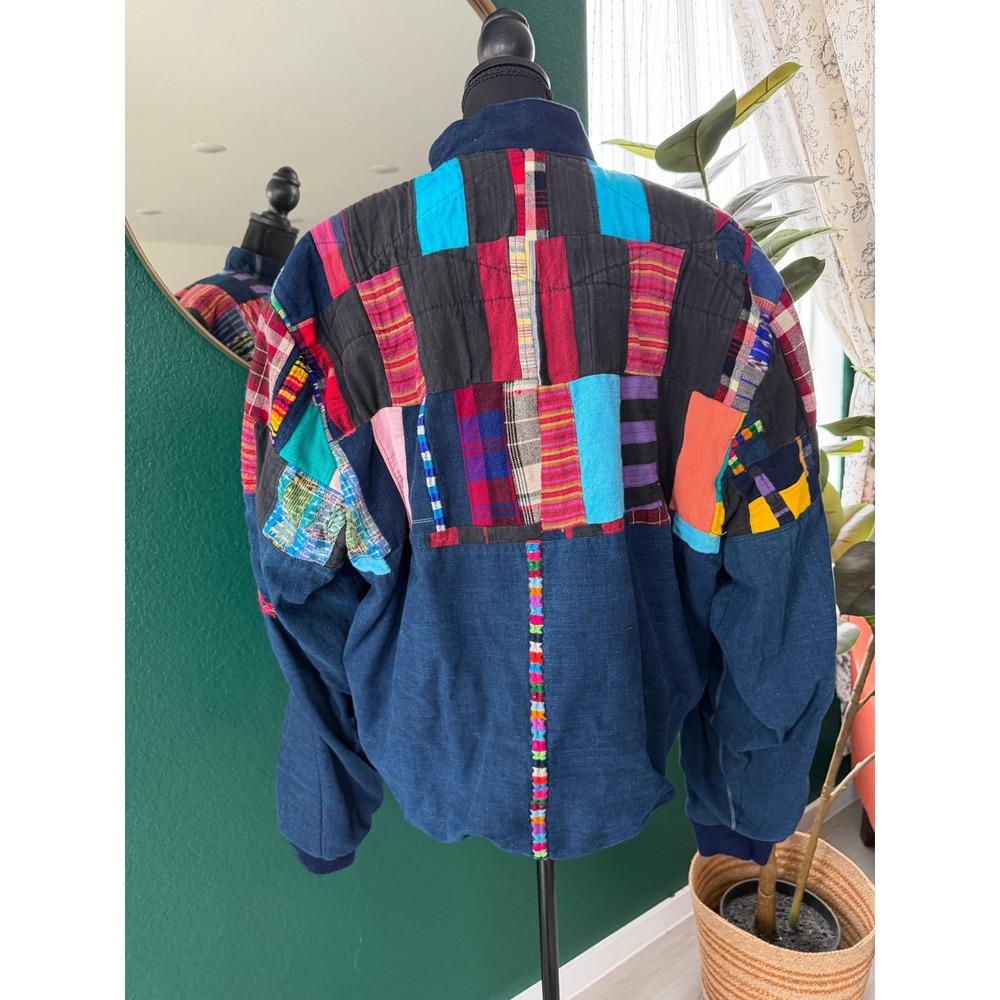 Unique Patchwork Denim Jacket Colorful Zip Up Wom… - image 5